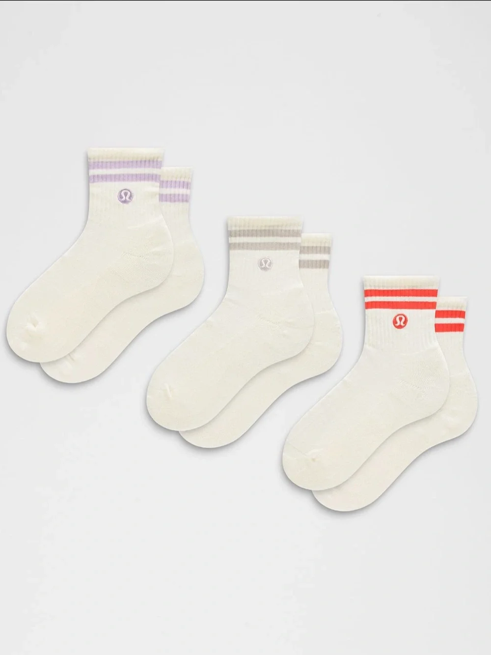 NWT Lululemon Unisex Daily Essential Quarter Socks 3 Pack